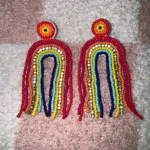 Rhinestone Beaded Rainbow Earrings